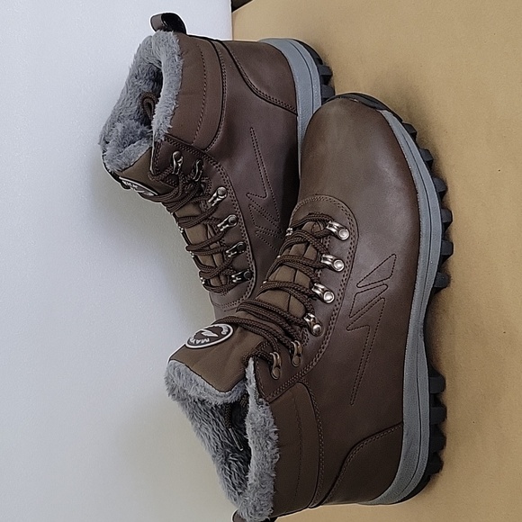 Mens Shoes Winter Snow Boots Waterproof Fur Lined Leather Ankle Non-Slip - Picture 6 of 14